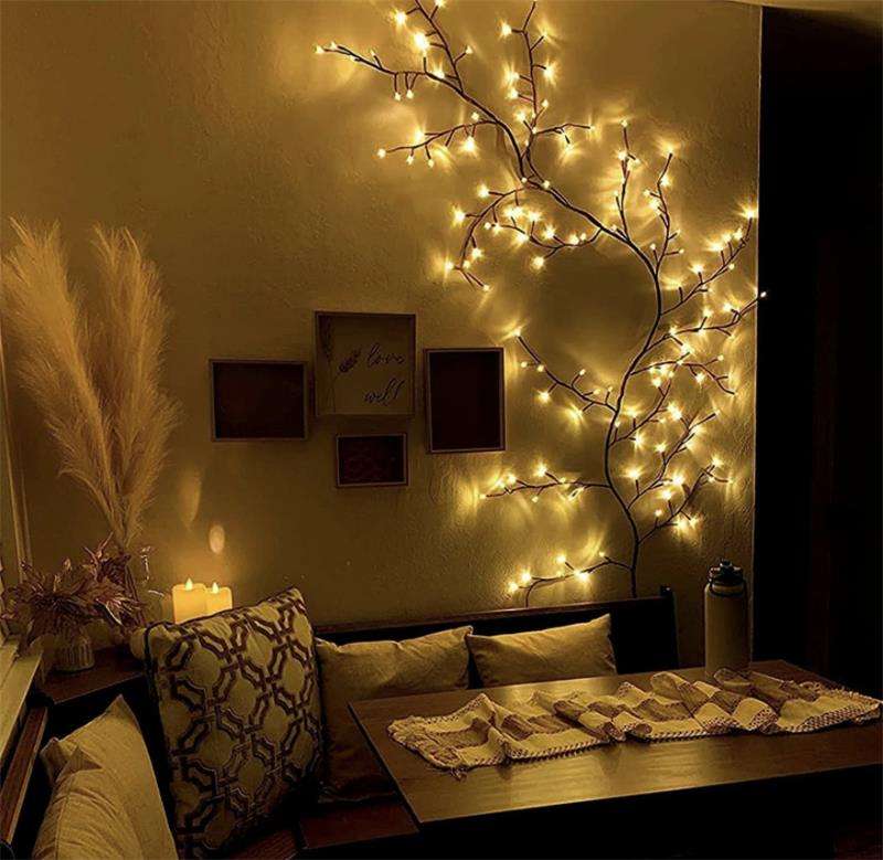 Kiwara 144 LEDs 7.5ft Flexible DIY Willow Vine Lights - Holiday Home Decoration