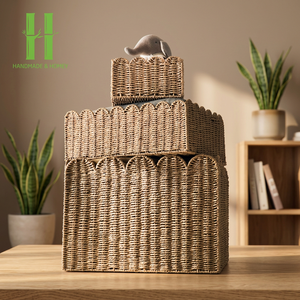 Eco-friendly Vintage Style Weaving Seagrass Storage <b>Basket</b> Home Decorative Christmas Decorations Gifts <b>Foldable</b> Laundry <b>Basket</b> - Product Image 1