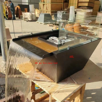 Brasero de piscine extérieur 2026 avec fontaine d'eau en acier inoxydable et chauffage au gaz naturel