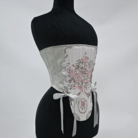 Corset Bustier Floral Rose Antique Style Romantique Français Cottagecore Ajusteur de Taille Vintage avec Ourlet Pointu