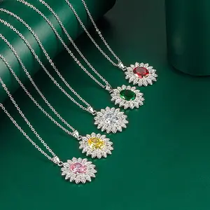 ROMANTIQUE Vintage Style Multi Couleur Géométrique Grand Diamant Fleur Pendentif Colliers