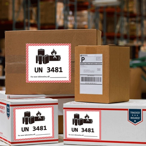 Nhãn dán cảnh báo Vinyl màu trắng tùy chỉnh Bao bì Keo vận chuyển Nhãn pin cảnh báo chống nước - Product Image 5