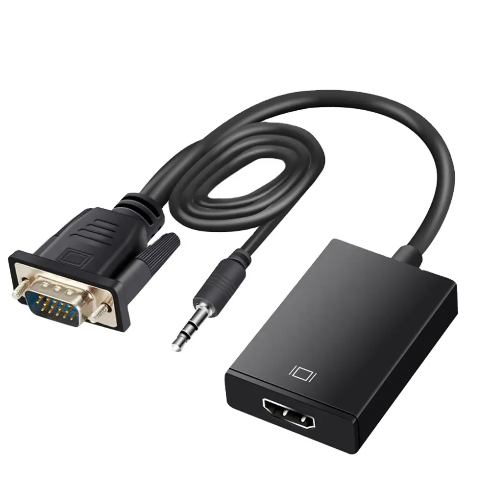 Xput Kabel Konverter VGA Ke Hdmi, Full HD 1080P VGA Pria Ke HDMI Wanita dengan Kabel Audio untuk PC TV Box