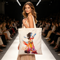 Sac fourre-tout en toile de coton au design artistique aquarelle, style créateur, avec impression graphique illustrée, sacs de shopping