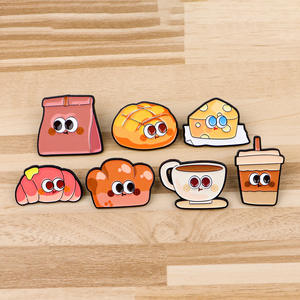 Dibujos animados comida queso leche té pan café croissant leche té de la tarde insignia de Metal comida solapa Pin mochila ropa broche - Product Image 5