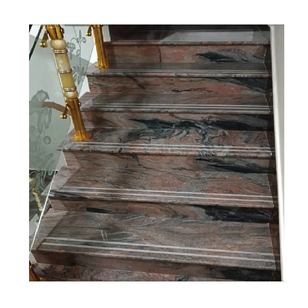 Escalera de granito rojo Multicolor para escalones, suelo de piedra para escalera