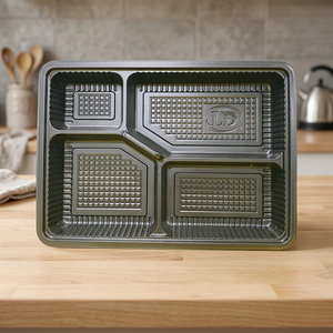 Contenants alimentaires jetables en plastique à 1, 2 ou 4 compartiments avec couvercles, boîtes à lunch noires pour plats à emporter, boîtes d'emballage alimentaire pour la préparation des repas - Product Image 1