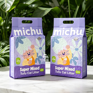 Custom Printed Flat Bottom 6L 10L <b>20L</b> Cat Litter Packaging <b>Bags</b> With Handle Custom Vacuum Nylon Pouches Wholesale - Product Image 4