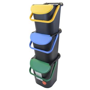 Juego de 3 Contenedores Apilables de 30L de Capacidad para Separación de Residuos 40x40x43 Cm - Product Image 1
