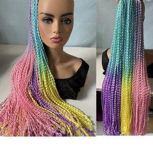 Extensions de cheveux synthétiques en fibre haute température, tressées au crochet, bouclées Zizi, teintes, double trame, 24 pouces, 100g, Tiniest Box Twist - Product Image 2