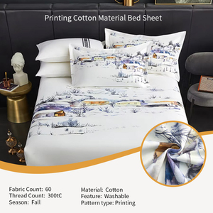 Neuankömmling Benutzer definierte Bettwäsche Haut freundlich Atmungsaktiver Druck Baumwoll material Elastisches Flach betttuch Wasch bares Bettlaken - Product Image 2