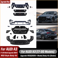 Kit de Parachoques Delantero Estilo RS3 para Audi A3 S3 8V.5 2017-2020, Rejilla de Panal de Abeja, Agujeros Preperforados para ACC