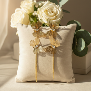 Placcato in oro in due pezzi da sposa e gioielleria raffinata per un aspetto elegante - Product Image 3