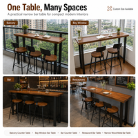 Ensemble table et tabourets hauts industriels modernes avec finition thermolaquée, mobilier de salle à manger en métal et bois pour café et bar à domicile