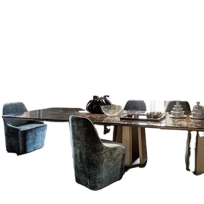 Tavolo da pranzo e sedie In Metallo Legno Marmo su misura di lusso sala da pranzo set formato di colore opzionale