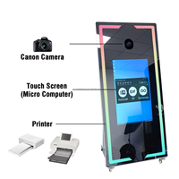 2025 Magic Mirror Photo Booth Location commerciale avec écran tactile RGB LED Frame I5 Mini PC Capacité de charge de 200kg