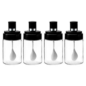 Bouteille en verre pour sel, assaisonnements, huile et miel, usage domestique et cuisine, avec cuillère, bâtonnet à miel et bouchon brosse à huile - Product Image 1