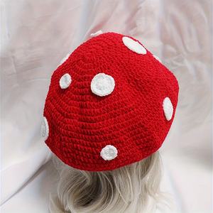 MADESHINE hecho a mano Ruffle Knit Beanie con volantes pescador Anime inspirado mujeres <span class=keywords><strong>Amanita</strong></span> Crochet Mushroom Cap Hat - Product Image 4