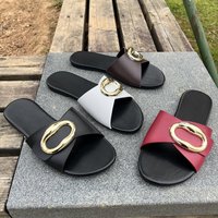 B-8 En stock Nouvelle collection été Sandales et mules plates grande taille décontractées confortables à enfiler avec boucle métallique