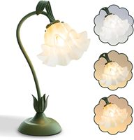 Lampe de table à fleurs rétro moderne LED 3 modes de couleur E26 Kawaii décoration de chevet pour chambre à coucher salon vert maison
