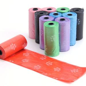 Langsung dari produsen kantong kotoran plastik untuk kucing kantong sampah hewan peliharaan portabel 15/rol warna kantong kotoran anjing cetak campuran - Product Image 1