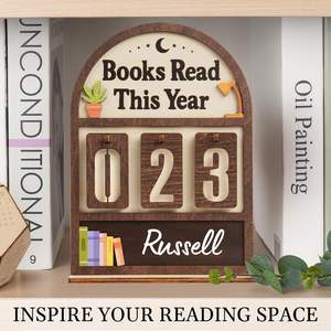 Contatore di Libri Letti in Legno, Insegna Decorativa da Appendere per Libreria, Tracker di Lettura in Legno - Product Image 5