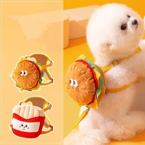 กระเป๋าเป้สะพายหลังลายแฮมเบอร์เกอร์และเฟรนช์ฟรายส์น่ารัก ทนทาน ป้องกันการหลุดรอด สายจูงสัตว์เลี้ยงสำหรับใช้งานกลางแจ้ง สำหรับสุนัขและแมว - Product Image 5