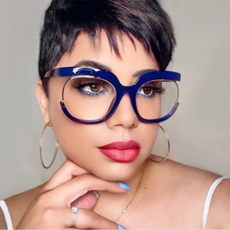 Großhandel Anti Blue Optische Rahmen Brillen Flache Linse Cat Eye Rahmen Brille übergroße klare Linse Brillen fassungen