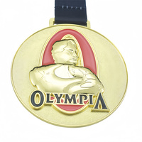 Médailles de musculation en or antique 3D en relief du Portugal pour les compétitions de powerlifting, avec ruban
