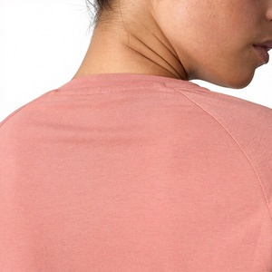 Haut court rose à manches longues pour femme, col rond, couleur unie, sportif, tricoté, en spandex et polyester, respirant, coupe classique, printemps-été - Product Image 2