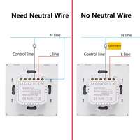 Tuya 10A Smart Switch EU UK 1 2 3 4 Gang WIFI RFF Applique Murale Interrupteurs Tactiles Verre Trempé Alexa Télécommande Pas Neutre
