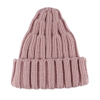 Bonnet tricoté coloré à bord plié couleur contrastée acrylique tissé chapeaux tricotés avec bonnet à pompon en fausse fourrure