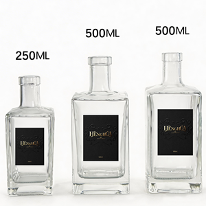 Botellas de Vidrio Rectangulares Vacías de Alta Calidad de 250 ml y 500 ml para Vodka, Tequila, Whisky, Licor, Alcohol, Ginebra, Ron con Corcho - Product Image 6