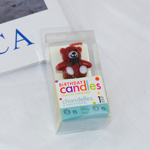 Teddy Bear Candle <b>Cake</b> Decorations Red Paraffin Birthday Party Supplies Handmade - Product Image 3