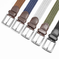 Ceinture tressée élastique pour homme, multicolore, boucle argentée, golf, camel, décontractée, quotidienne, OEM, ODM, vente en gros, REACH, OEKO-TEX, MOQ 100 pièces