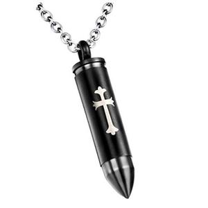 Los hombres de acero inoxidable 316 L cruz de plata la cremación bala Memorial Ash regalo collar - Product Image 1