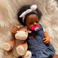 Muñeca Reborn Loulou Awake de 19 Pulgadas con Cabeza y Extremidades de Silicona, Cuerpo de Tela, Cabello Injertado a Mano y Diseño de Venas para Niñas