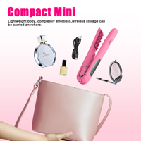 Mini Plancha de Pelo Inalámbrica, 3 Niveles de Temperatura, Cerámica, Herramienta Portátil para Peinar el Cabello
