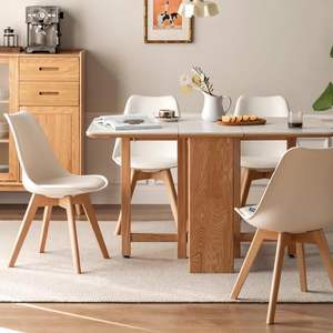 Silla <span class=keywords><strong>Tulip</strong></span>án de Plástico con Asiento Tapizado, Patas de Madera Modernas, Cojín Acolchado Suave, <span class=keywords><strong>Sillas</strong></span> con Carcasa para Cocina, Comedor, Dormitorio, Sala de Estar - Product Image 4