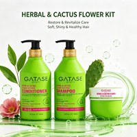 Ensemble de soins capillaires réparateurs à la fleur de cactus sans sulfate, shampoing nourrissant, après-shampoing, masque capillaire pour cheveux secs et abîmés, utilisation en salon, végétalien
