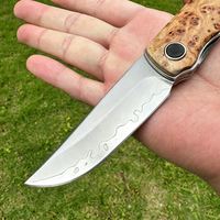Couteau de poche artisanal en bois de thuya avec lame en acier à 3 couches, petit couteau pliant professionnel, collection cadeau pour hommes