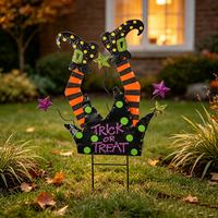 Dekorasi Halloween untuk Taman Depan, Pot Bunga, dan Kebun, Seni Logam Penyihir Buatan Tangan untuk Halaman Luar