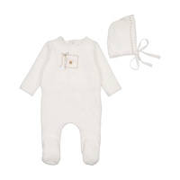 Ventes en gros de barboteuses pour bébés et enfants, broderie personnalisée, nouveau-né fille garçon manches longues 3m-2y, barboteuse en velours avec un design à boutons