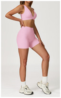 Lcool personnalisé femmes vêtements de sport col en V Gym soutien-gorge ensemble 3 pièces ensemble d'entraînement évasé Leggings ensemble vêtements de sport pour les femmes