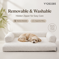 Yang Yang Pet Luxus-Hundebett aus massivem Fleece-Stoff, beige, quadratisch, GRS, Großhandel, waschbar, abnehmbarer Memory-Schaum-Kissenrand, Kartonverpackung