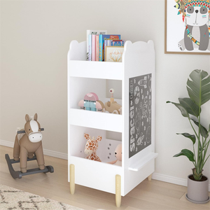 Bibliothèque en bois en forme d'ours avec rangement à 3 niveaux, organisateur de livres et jouets, étagère avec <span class=keywords><strong>tableau</strong></span> noir latéral pour salle de jeux ou chambre à coucher - Product Image 1