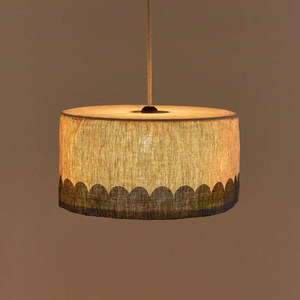 Lustre suspendu rond en lin, style minimaliste moderne, pour la maison, salle à manger, salon, chambre d'enfant - Product Image 4