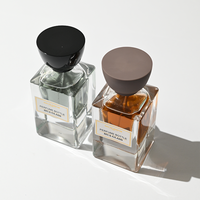 Flacon de parfum de luxe à base épaisse 30ml 80ml 100ml en verre transparent lourd, flacon de parfum vide élégant avec bouchon mat personnalisé