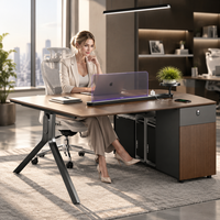 Poste de travail commercial pour 2 personnes, bureau en bois avec cloison en acrylique, armoire de rangement, mobilier de bureau en gros