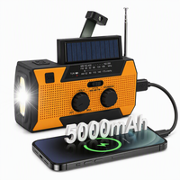 Solar Weather Radio 5000mAh Emergency Hand Crank Radio SOS Alarm LED Flashlight Reading Lamp AM FM NOAA Portable Hiking